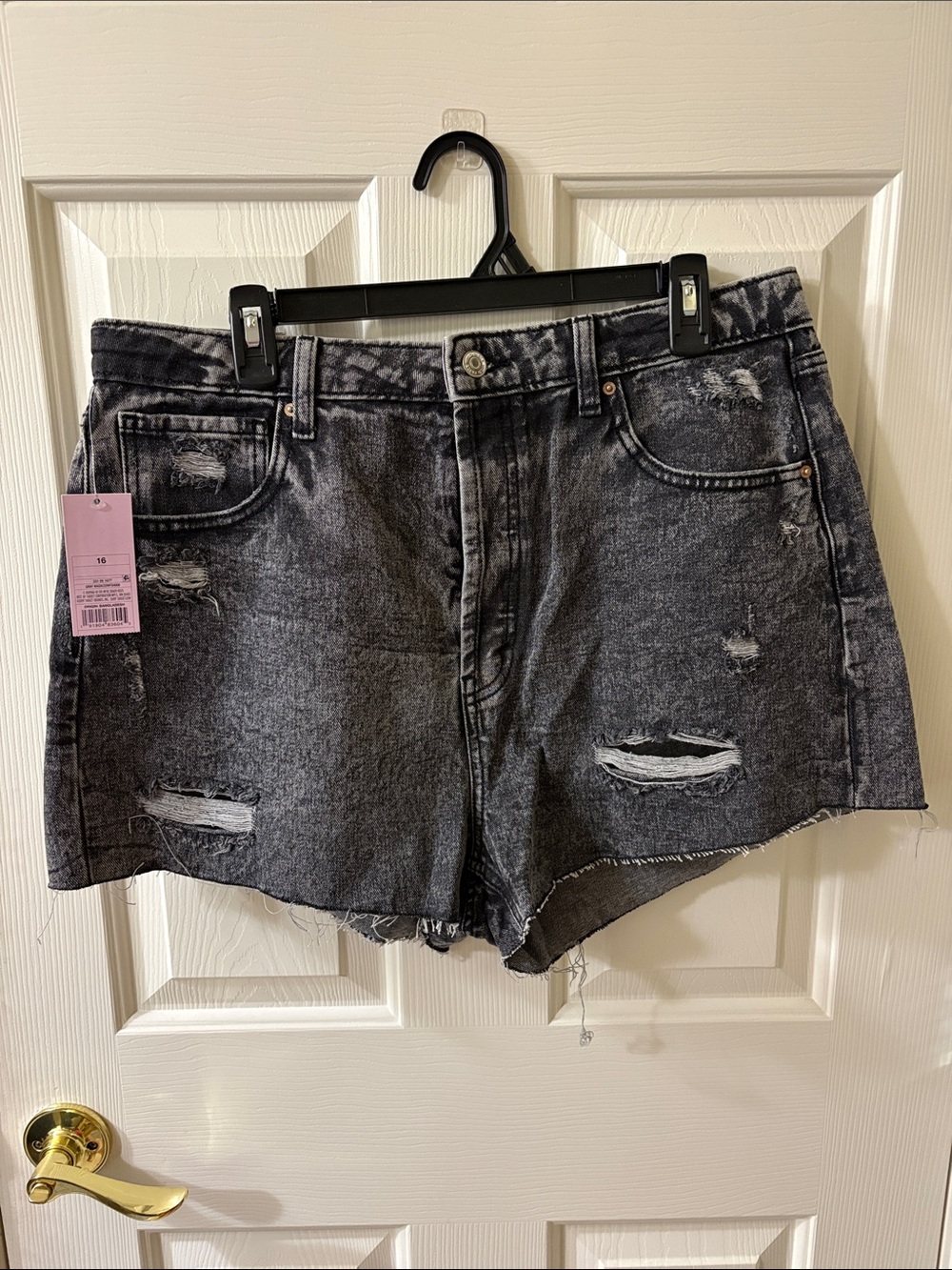 wild fable Black Acid-Wash Distressed High-Rise Jean Shorts